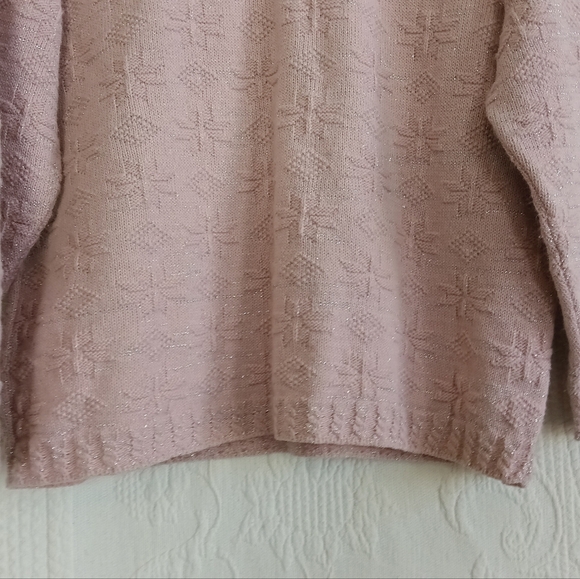 Bobbie Brooks Blush Pink Turtleneck Sweater With Sparkle Pastel Cute Soft Girl - Picture 4 of 9